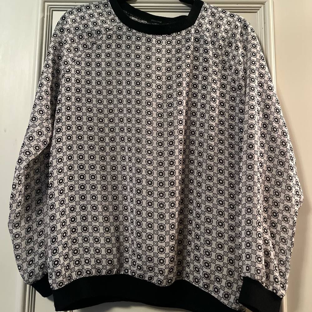 Black/Cream sheer pullover blouse